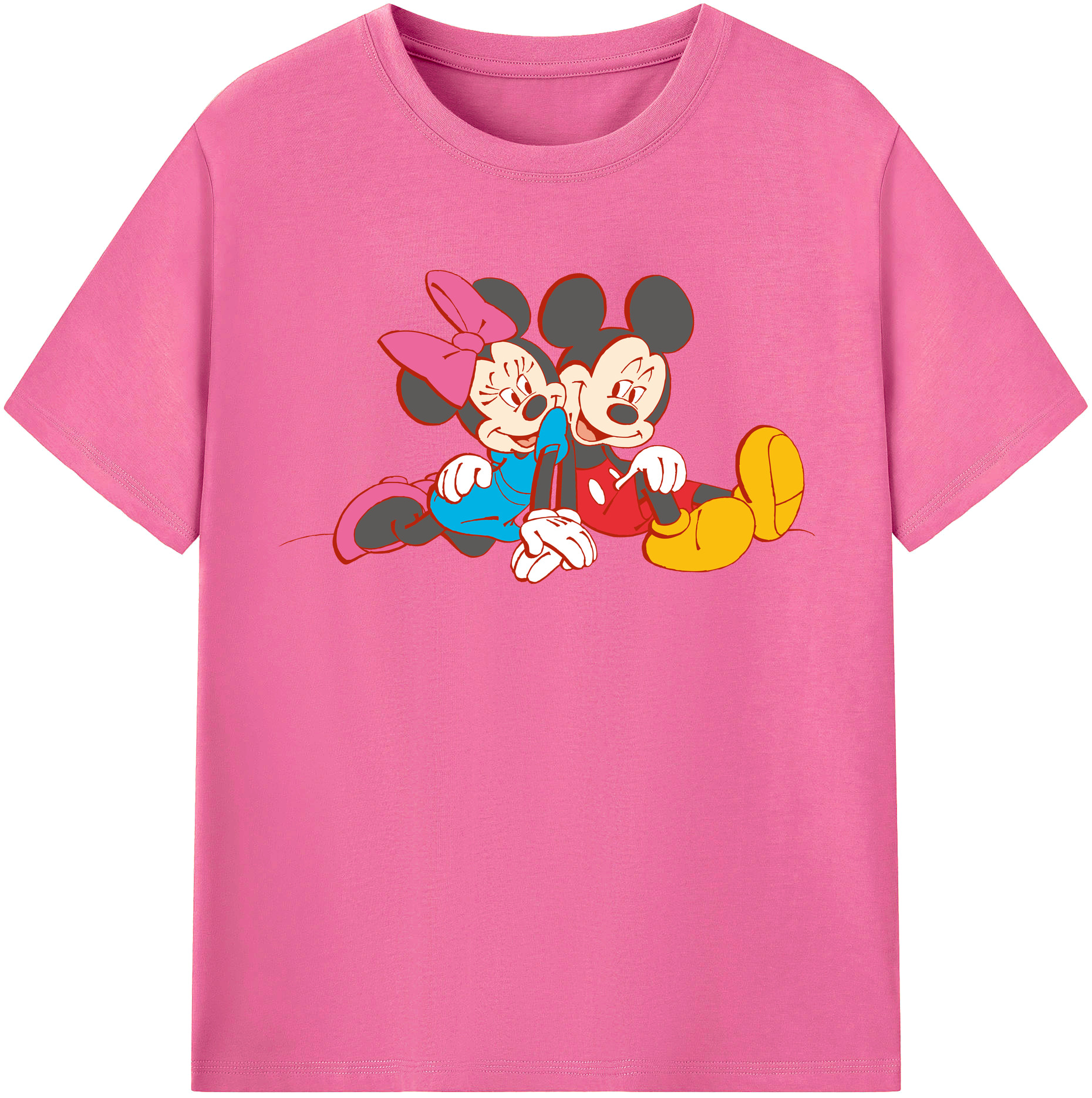 （画像用） ミッキーマウス Mickey Mouse レディースカジュアルプリントTシャツ（綿100％）